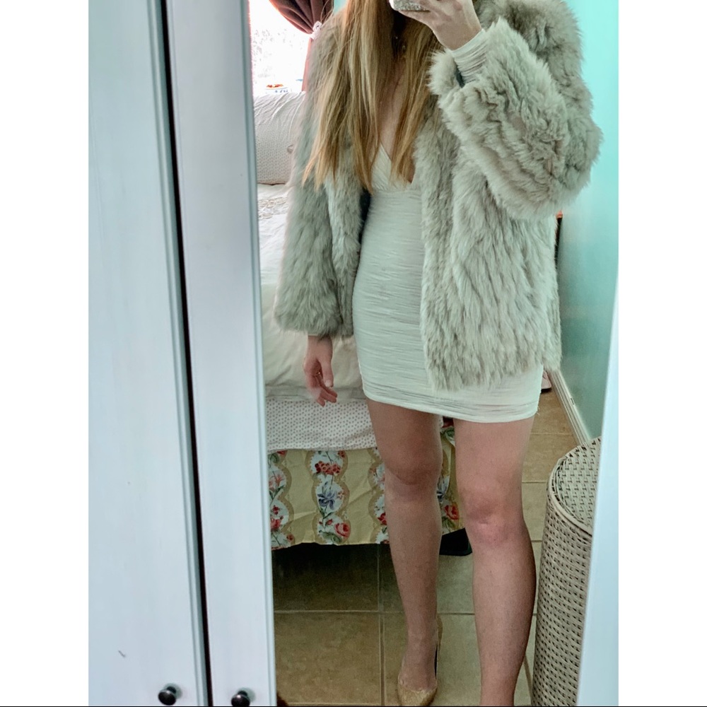 Luxurious authentic blue fox fur coat